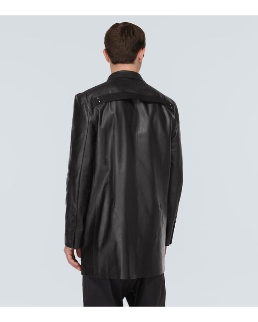 Rick Owens Black Oiled-Leather Blazer for men