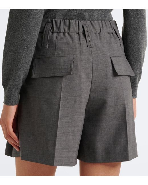 Brunello Cucinelli Gray Wool-Blend Shorts