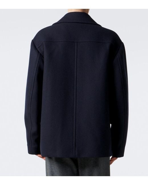 Dries Van Noten Blue Double-Breasted Wool-Blend Jacket for men