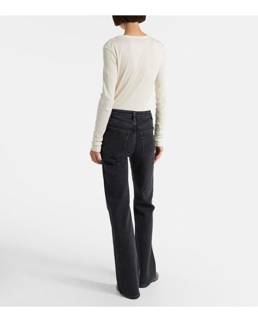 FRAME Blue Arrow High-Rise Bootcut Jeans