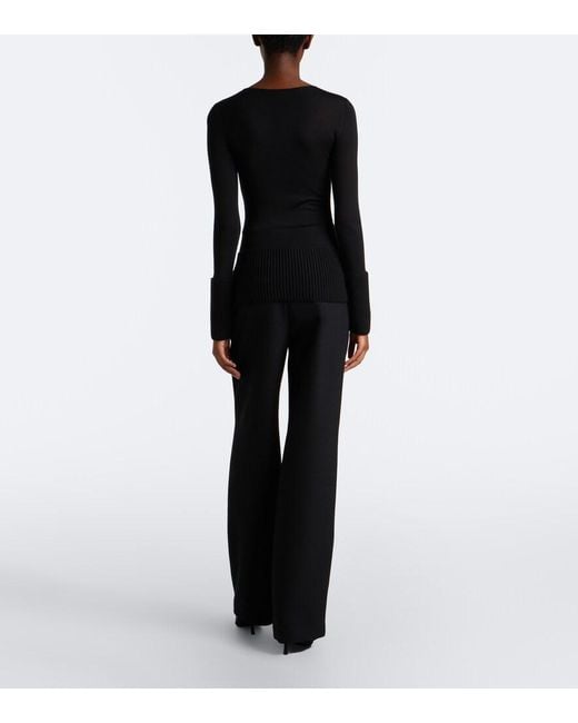 Alaïa Black Wool Straight Pants