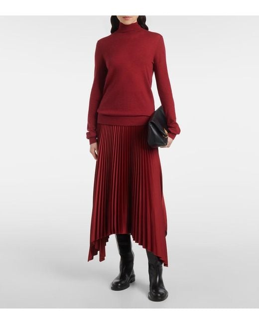 Joseph Red Ade Plisse Crepe Midi Skirt