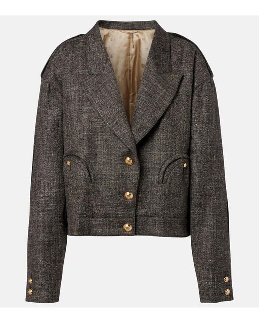 Blazé Milano Black Gloriana Charlotte Wool And Linen-Blend Tweed Jacket