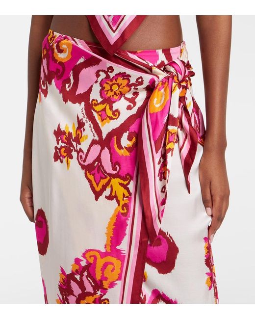 Poupette Red Dana Printed Wrap Skirt
