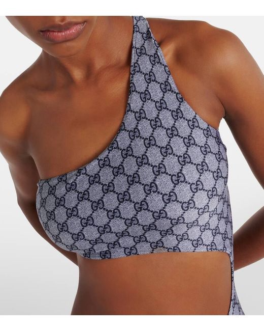 Gucci Gray Badeanzug Aus Gg Stretch-Jersey, Grösse