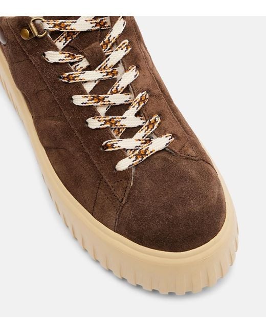 Hogan Brown H-Stripes Suede Platform Sneakers