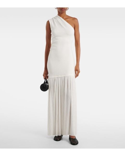Proenza Schouler White Cora One-Shoulder Crepe Chiffon Maxi Dress