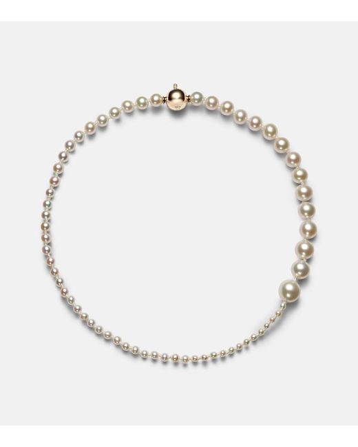 Sophie Bille Brahe White Peggy A Pied 14Kt Anklet With Freshwater Pearls