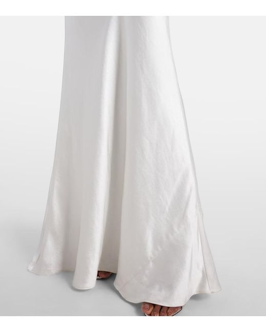Self-Portrait White Lace-Trimmed Satin Gown