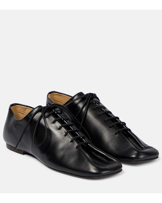 Lemaire Black Souris Leather Derby Shoes