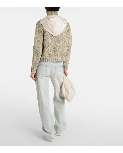 Cardigan cropped in misto cotone di Moncler in Natural