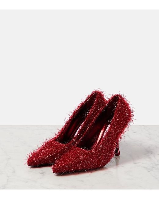 Jimmy Choo Red Ixia 95 Tinsel Pumps