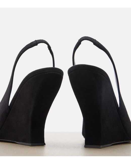 Alaïa Black Suede Wedge Slingback Pumps
