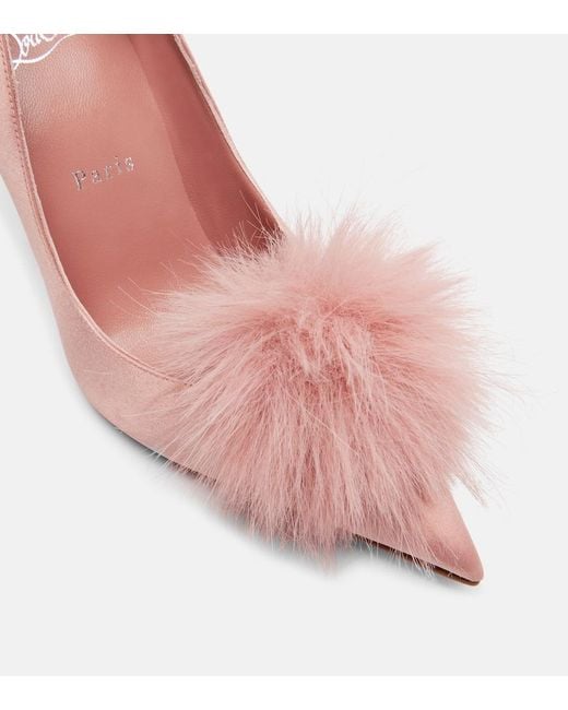 Christian Louboutin Pink Alana 100 Embellished Crepe Satin Pumps