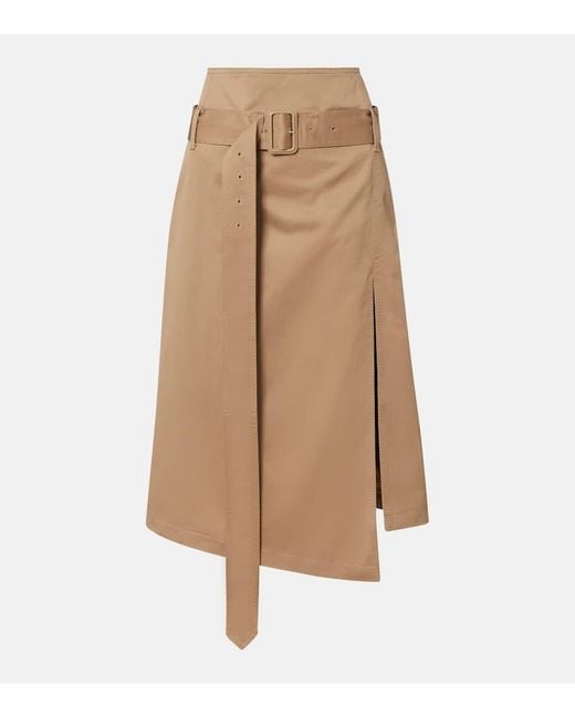 Acne Natural Innara Belted Cotton Twill Midi Skirt