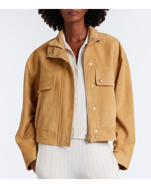 Eleventy Natural Suede Bomber Jacket