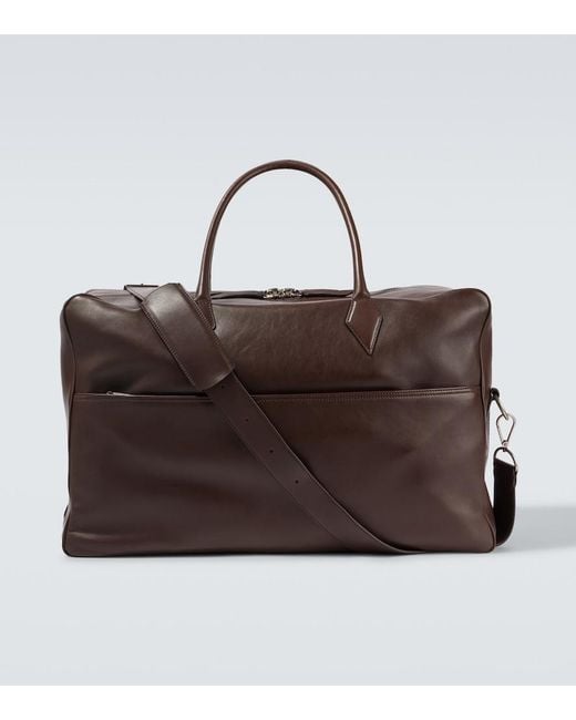 Metier Brown Closer Weekend Leather Duffel Bag for men