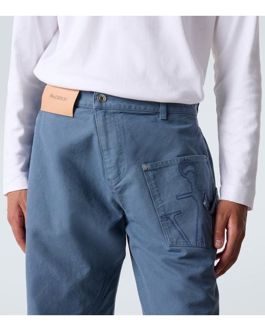 J.W. Anderson Blue Twisted Cotton Canvas Wide-Leg Pants for men