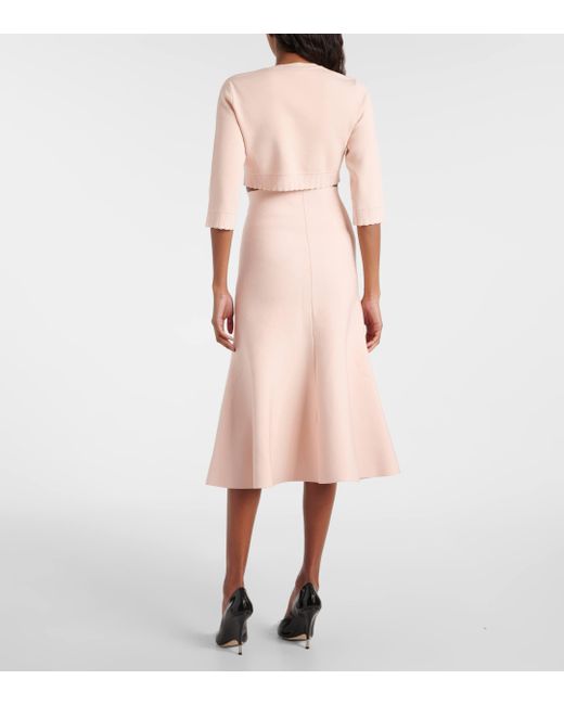Victoria Beckham Pink High-rise Flared Midi Skirt
