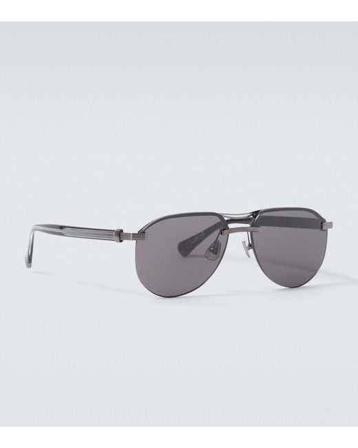 Brunello Cucinelli Black Carlito B. Aviator Sunglasses for men