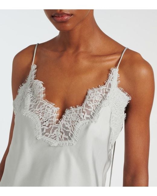 Rohe White Lace-Trimmed Silk Top