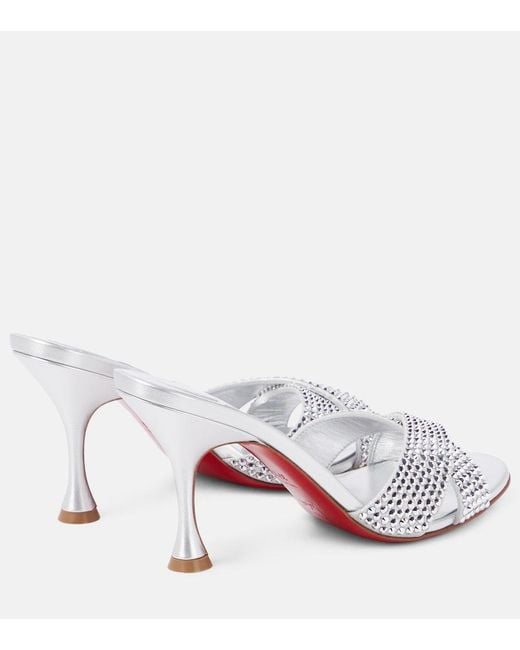 Christian Louboutin White Mariza Is Back Embellished Leather Mules