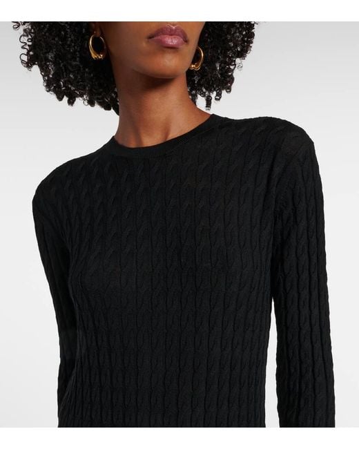 Totême  Black Cable-Knit Wool Maxi Dress