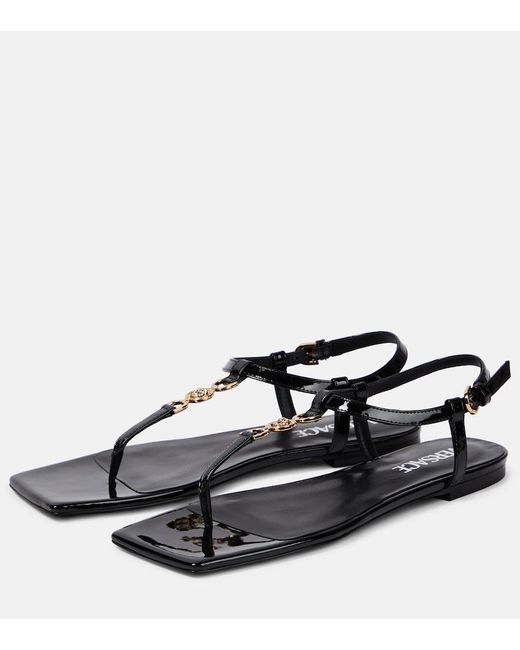 Versace Black Sandalen V2025 Chain Aus Leder