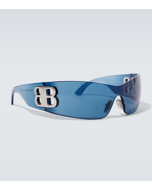 Balenciaga Blue Bossy Shield Sunglasses for men