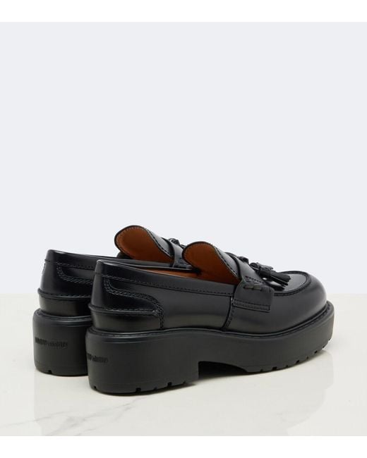 Miu Miu Black Leather Platform Loafers