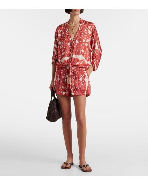 Poupette Red Azia Printed Top