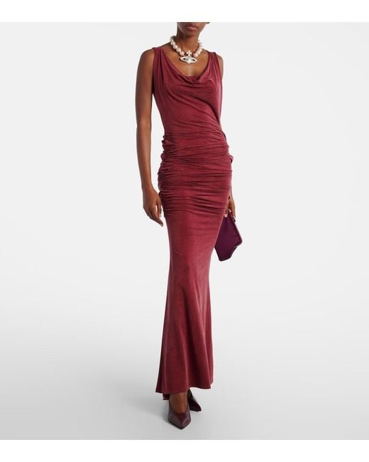 Vivienne Westwood Red Liz Draped Jersey Maxi Dress