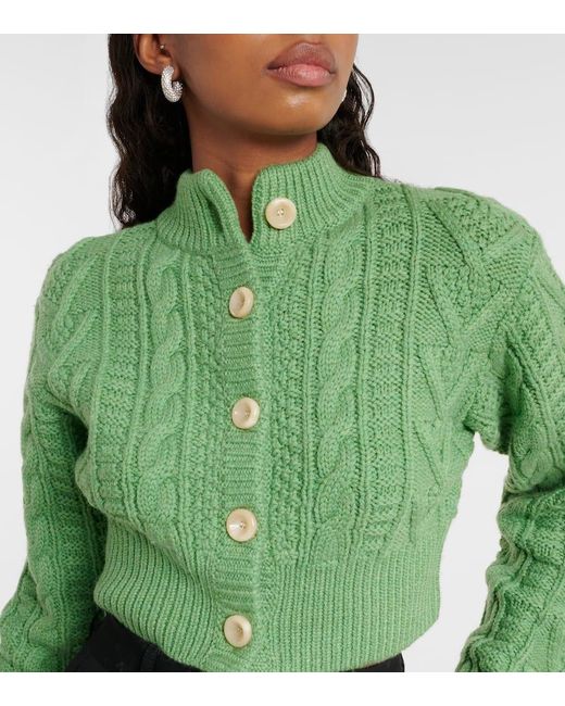 Cardigan Aleph de punto trenzado de lana Emilia Wickstead de color Green
