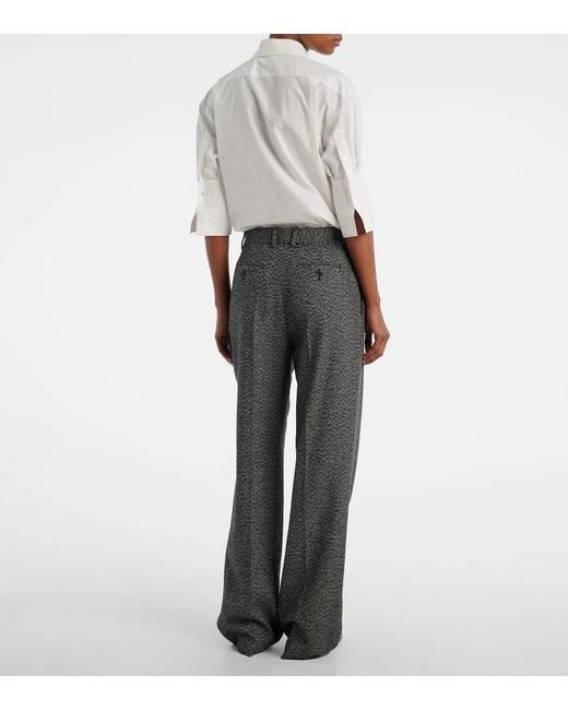 The Row Gray Mikkela Cashmere And Wool Wide-Leg Pants