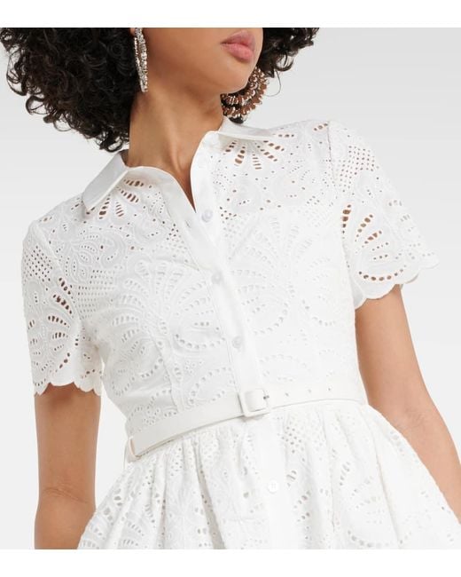 Self-Portrait White Embroidered Cotton Midi Dress