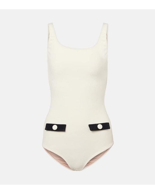 Adriana Degreas White Badeanzug Aus Frottee