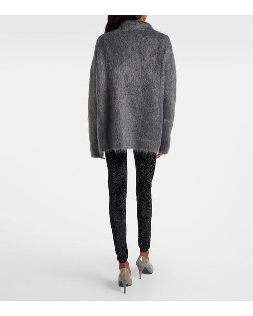 Gucci Black Gg Embellished Chenille Leggings