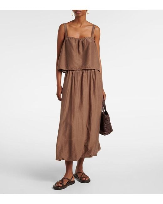 Velvet Brown Ines Cotton And Silk Voile Maxi Skirt