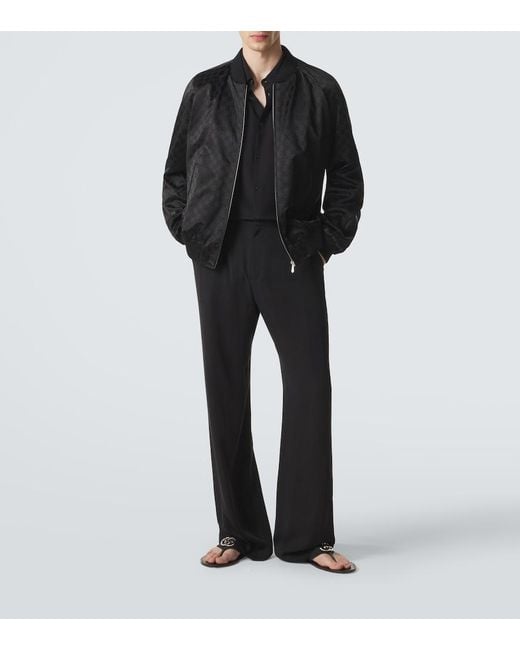 Gucci Black Gg Cotton-Blend Satin Jacket for men