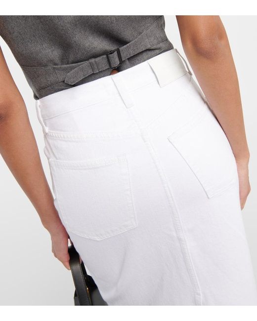 Falda larga de denim de algodon Wardrobe NYC de color White