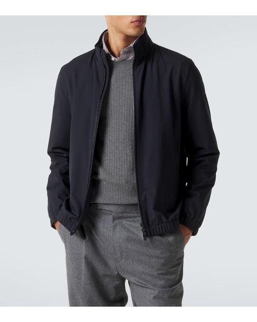 Thom Sweeney Blue Technical Bomber Jacket for men
