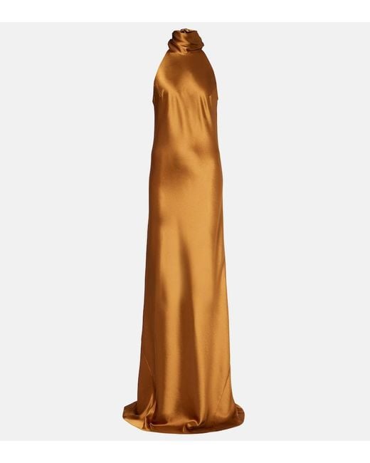 Galvan Brown Robe Sienna Aus Satin