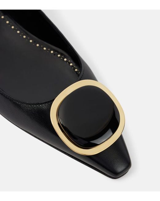 Manolo Blahnik Black Chiaran Leather Ballet Flats
