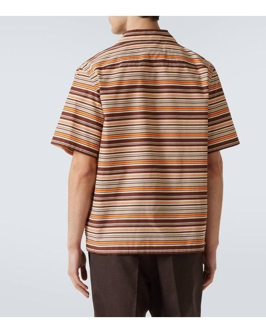 Camisa Bowling De Algodon Y Seda Estampada Prada de hombre de color Multicolor
