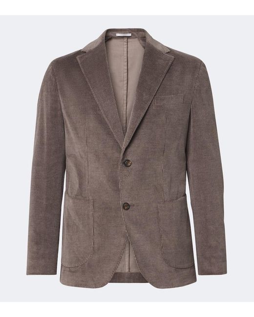 Eleventy Brown Cotton And Cashmere Corduroy Blazer for men
