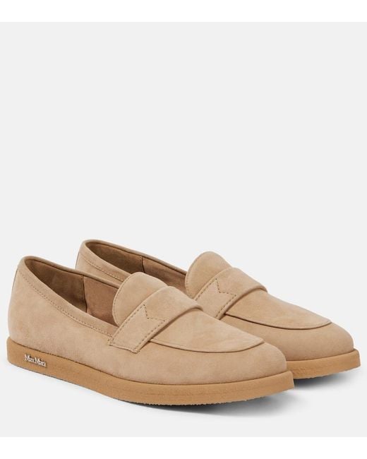 Max Mara Natural Softmoc Suede Loafers