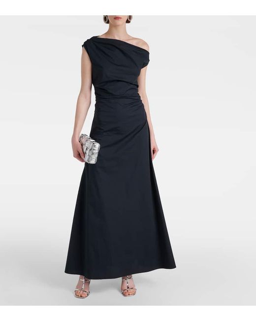 Staud Blue Maxi Phare Cotton Poplin Gown