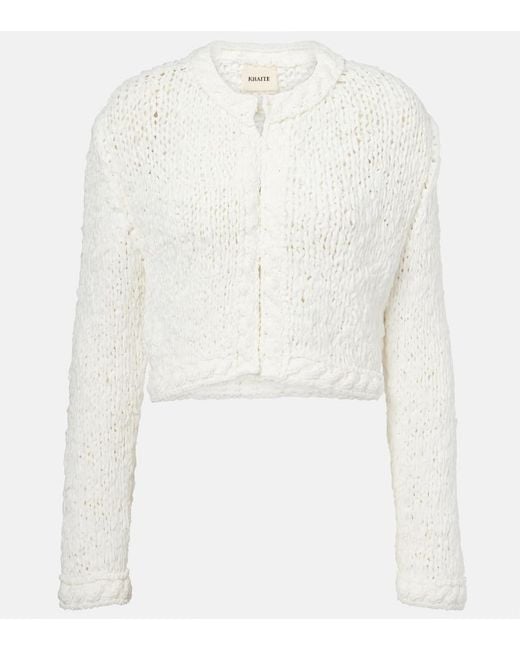 Khaite White Genevieve Open-Knit Cardigan