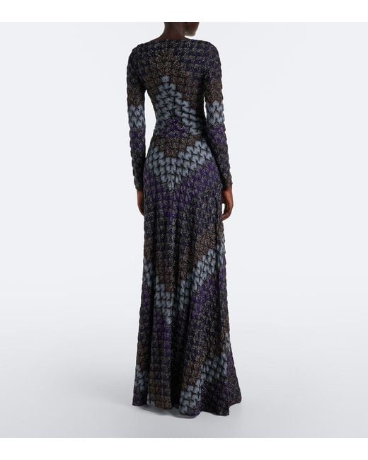 Missoni Blue Knitted Lame Gown