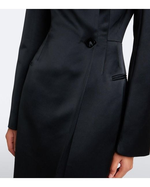 Rachel Gilbert Black Leeta Double-Breasted Satin Coat